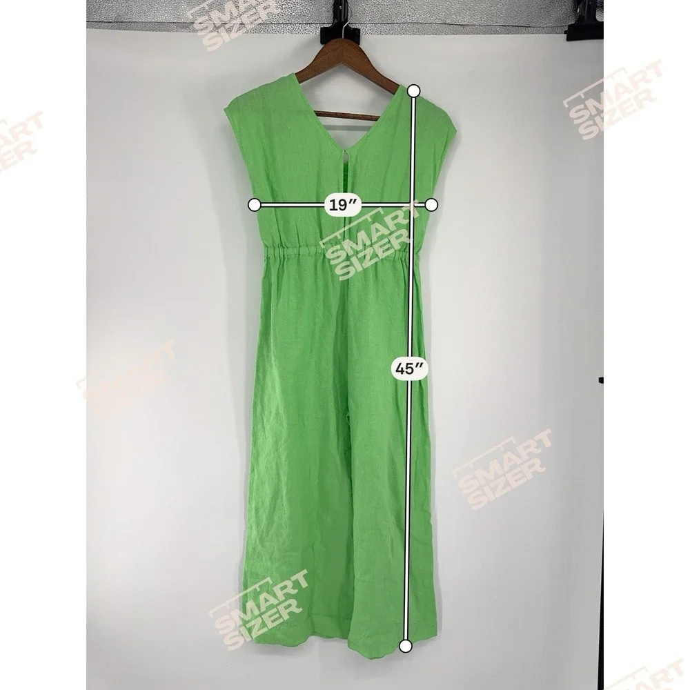 ZARA Lime‎ Green 100% Linen Jumpsuit 11-12